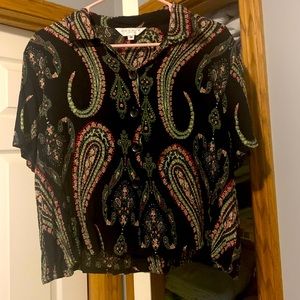 Crop button up patterned shirt